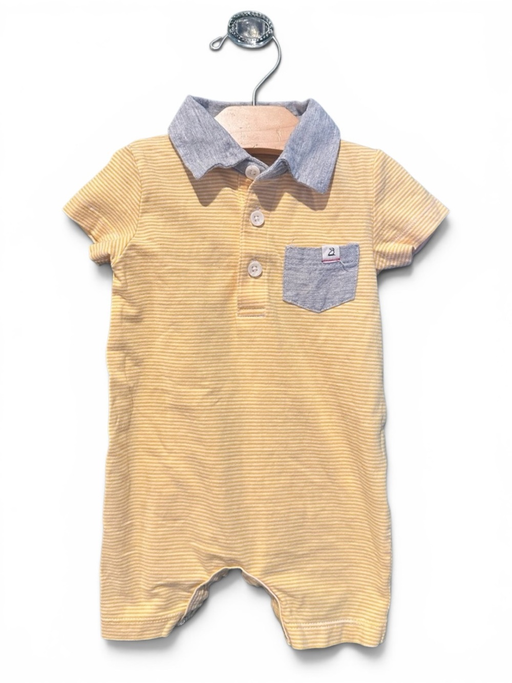 Me & Henry Saltash Polo Romper - Yellow Stripe